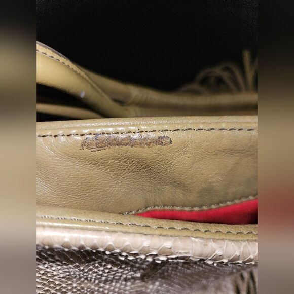 Katherine Kwei Love Knots Olive Green Leather Snakeskin Embossed Hobo - Picture 5 of 11